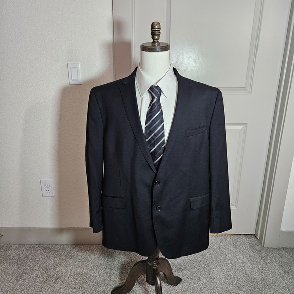Cole Haan 50R Wool‎ Blend Suit Blazer Jacket Men Black